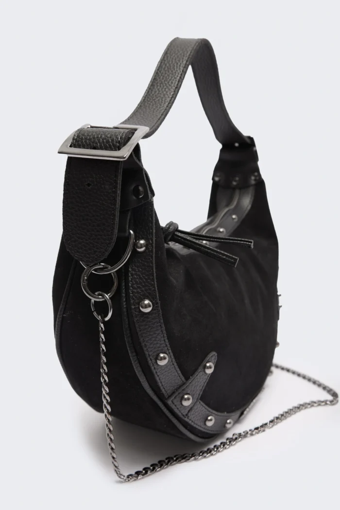 Hype Suede baguette bag Μαύρη - Image 3