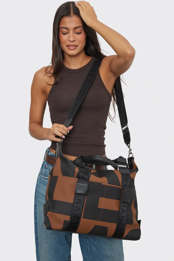 Hype Weekend Ea Logo Τσάντα Χειρος Καφέ Xl - Image 4