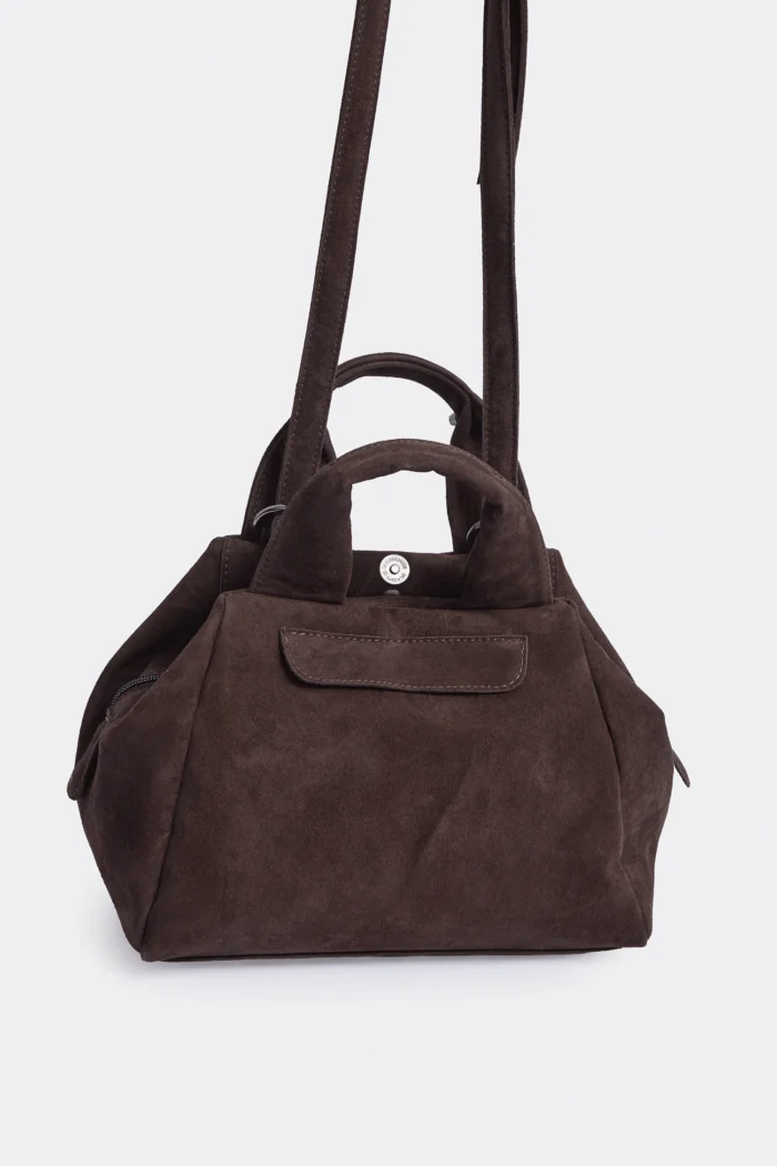 Bubble Bag Suede Τσάντα Χειρος Καφε LARGE - Image 4