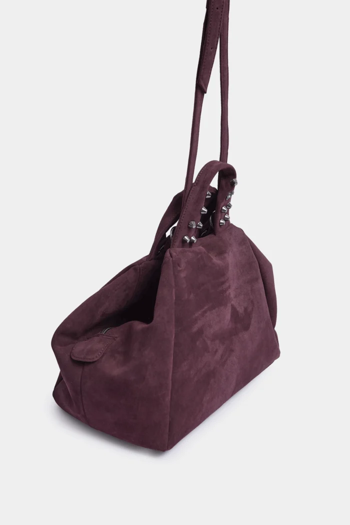 Bubble Bag Suede Τσάντα Χειρος Μπορντω Large - Image 4