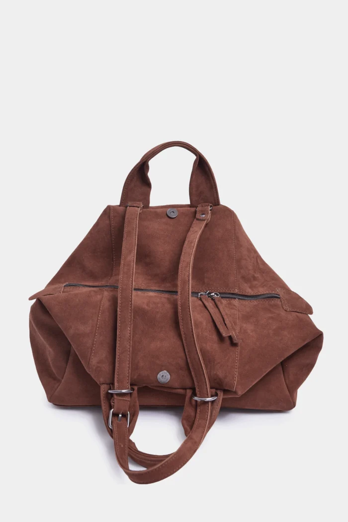 Bubble Bag Suede Τσάντα Χειρος Καμελ Large - Image 5