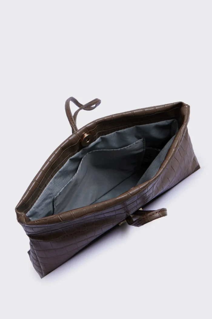 Lunchbag Downtown Croco Τσάντα Εξοδου Σκουρο Καφε - Image 3