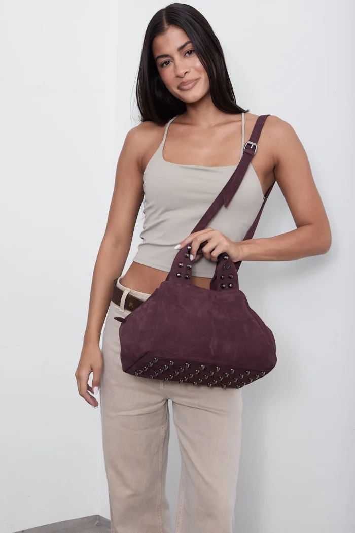 Bubble Bag Suede Τσάντα Χειρος Μπορντω Small - Image 2