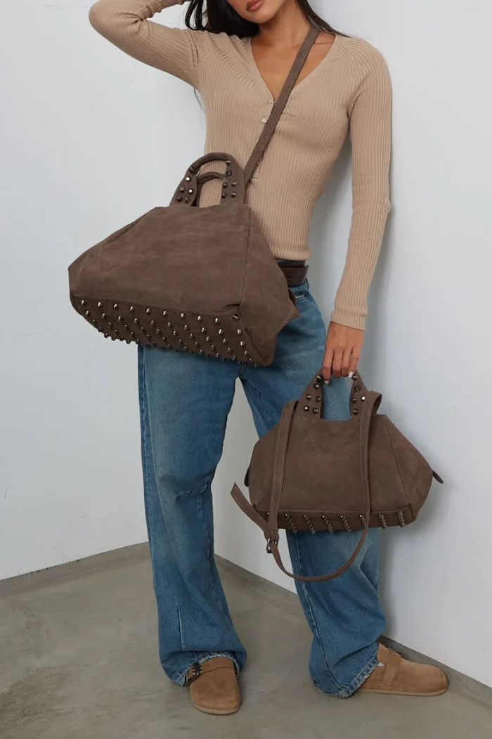 Bubble Bag Suede Τσάντα Χειρος Κακαο Large - Image 6