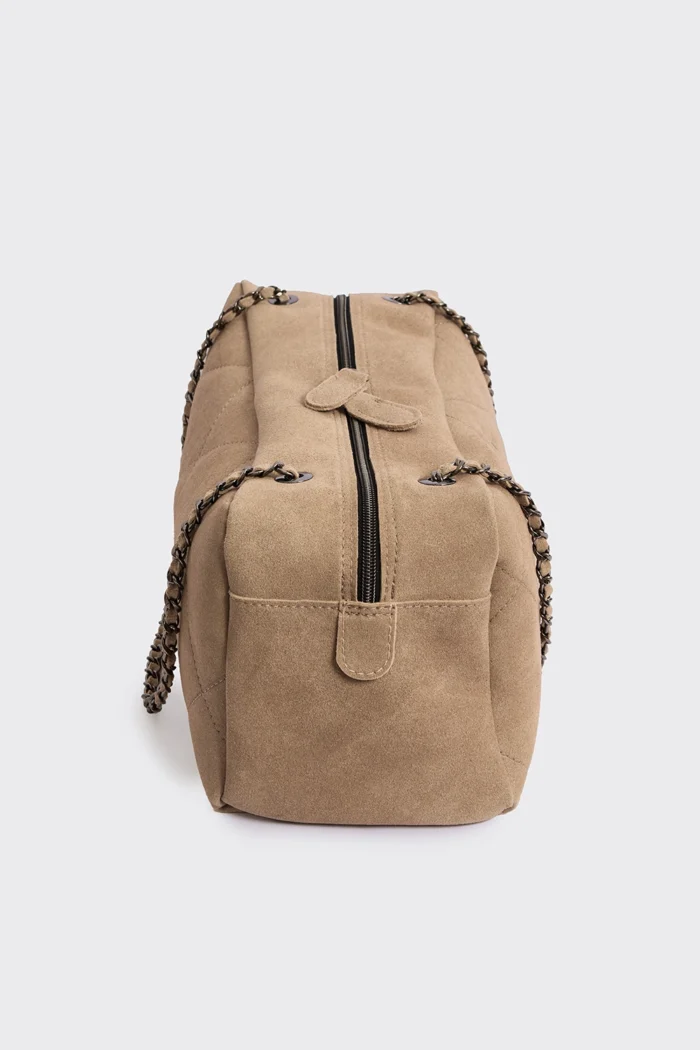 Silhouette Chain Τσάντα Ώμου Μπεζ Xl - Image 5