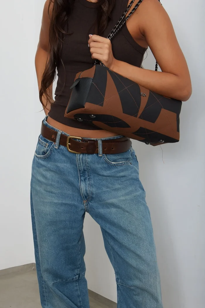 Silhouette Chain Τσάντα Ώμου Καφε Xl - Image 2