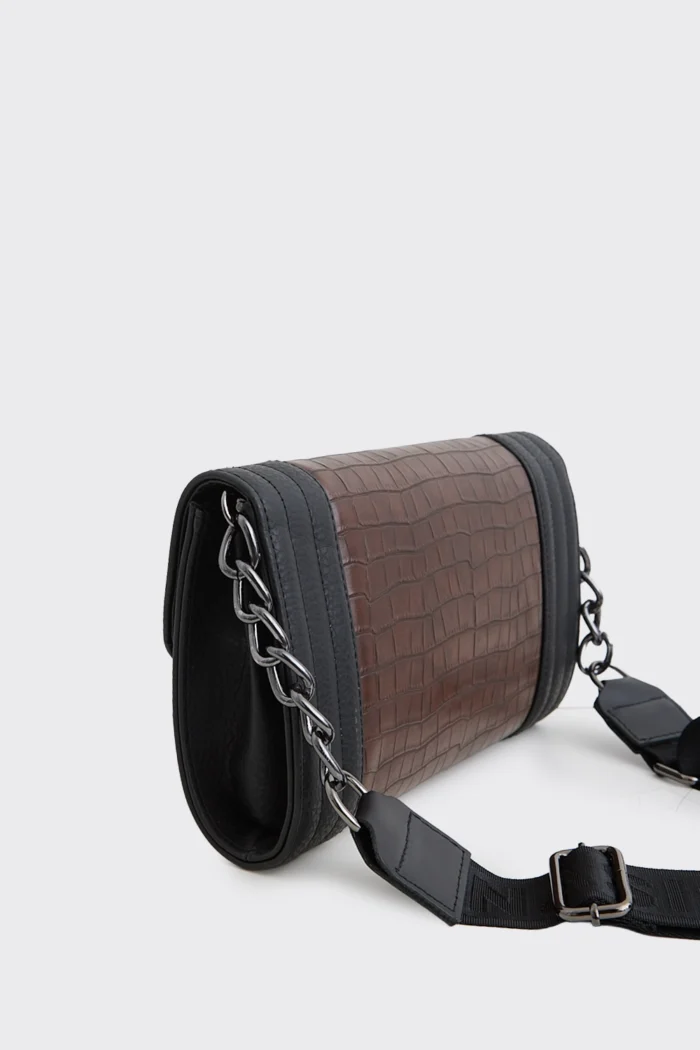 Streetline Croco τσαντα Χιαστί καφε - Image 4