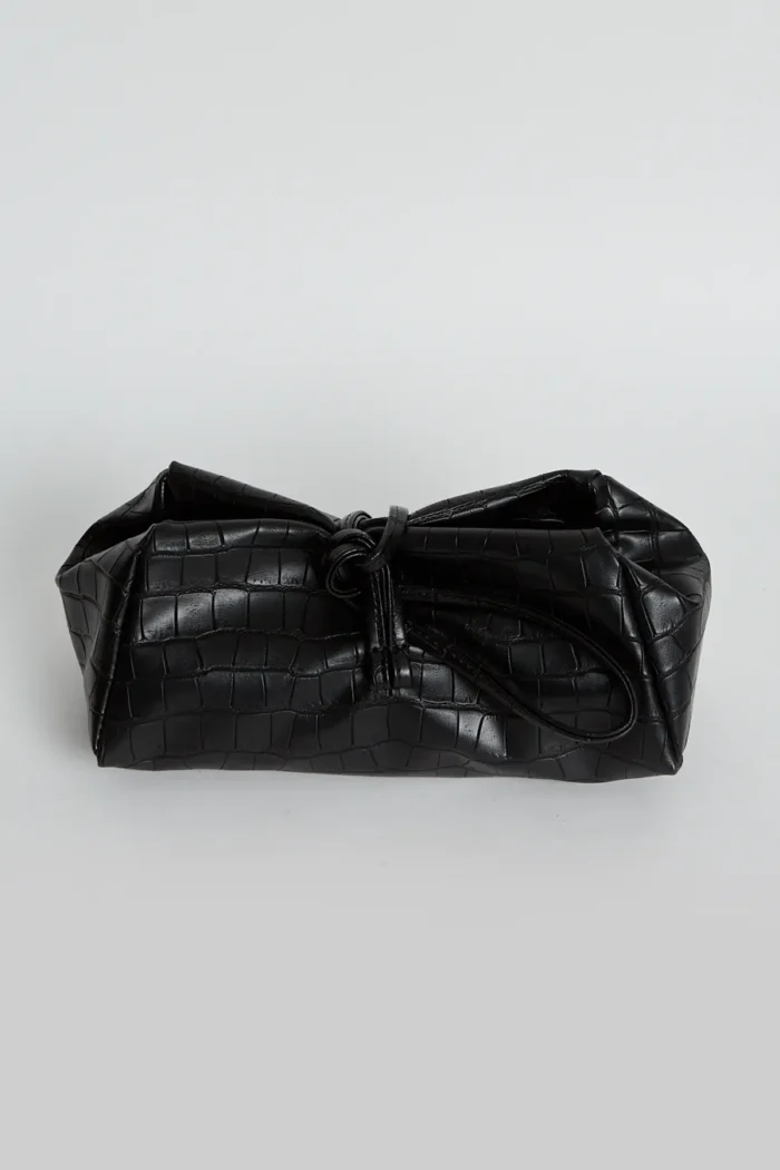 Lunchbag Croco Τσάντα Εξοδου Μαυρη - Image 3