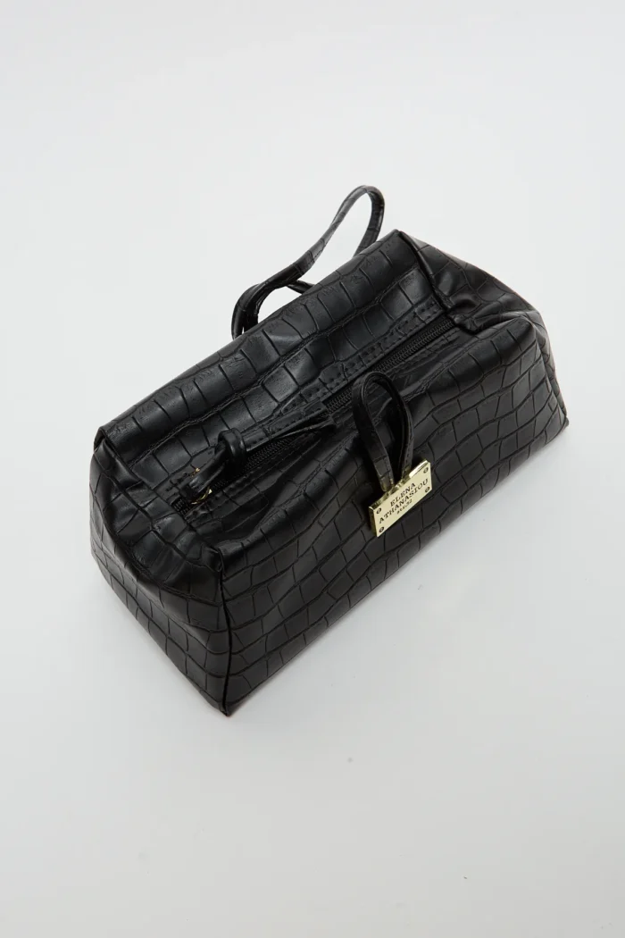 Lunchbag Croco Τσάντα Εξοδου Μαυρη - Image 2