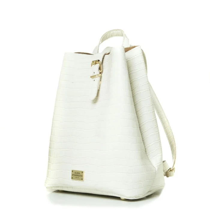 Recycled Leather Croco Backpack Γυναικείο Λευκό - Image 2