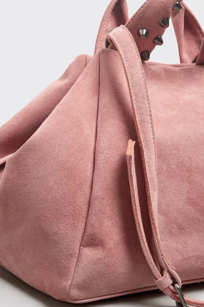 Bubble Bag Suede Τσάντα Χειρος Ροζ LARGE - Image 4