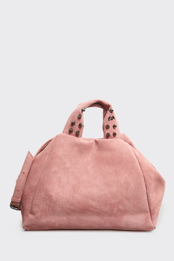 Bubble Bag Suede Τσάντα Χειρος Ροζ LARGE - Image 9