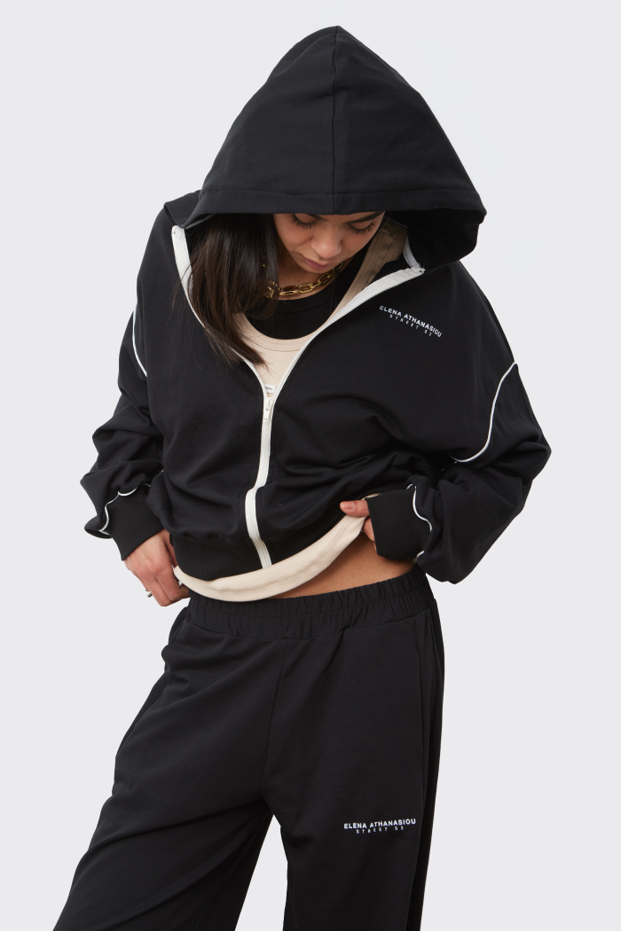 Essential Ζακέτα Με Κουκούλα Μαυρη - Image 3