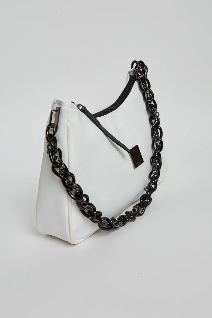 Retro Chain Baguette Bag Λευκό - Image 2