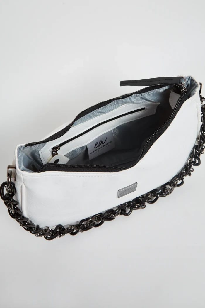 Retro Chain Baguette Bag Λευκό - Image 3